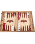 Backgammon | Oak & American Walnut | Red & Walnut Points | Handmade | Side Racks | 48 x 30cm | BKD1RED