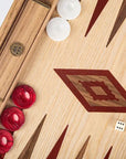 Backgammon | Oak & American Walnut | Red & Walnut Points | Handmade | Side Racks | 48 x 30cm | BKD1RED