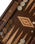 Backgammon | American Wenge | Walnut Burl & Oak Inlay Points | Side Racks | 48cm | BVV1JD