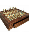 Oriental Solid Brass & Wood Pieces | Brair Elm Board with Drawer | xx Large