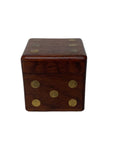 wooden box with wooden dice