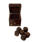 wooden box with wooden dice