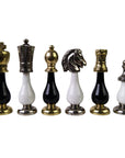 ARABESQUE | Solid Metal & Wood Chess Pieces | Black & White | 105mm King | 142BN