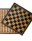 BLACK & GOLD ECOLEATHER | 3-in-1 Box | Chess, Backgammon & Checkers | 3.5cm Squares | 35cm Board | 219GN