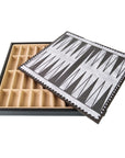 BLACK & GOLD ECOLEATHER | 3-in-1 Box | Chess, Backgammon & Checkers | 3.5cm Squares | 35cm Board | 219GN