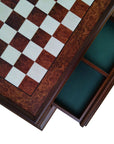 BRIAR ELM CHESSBOARD | Wooden Base with Drawer | Inlaid | 50mm Squares | 435R
