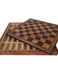 WORLD MAP ECOLEATHER | 3-in-1 Box | Chess, Backgammon & Checkers | 3.5cm Squares | 35cm Board | 219MAP