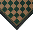 GREEN & GOLD ECOLEATHER | 3-in-1 Box | Chess, Backgammon & Checkers | 3.5cm Squares | 35cm Board | 219GV