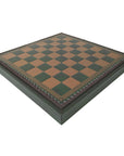 GREEN & GOLD ECOLEATHER | 3-in-1 Box | Chess, Backgammon & Checkers | 3.5cm Squares | 35cm Board | 219GV