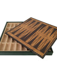GREEN & GOLD ECOLEATHER | 3-in-1 Box | Chess, Backgammon & Checkers | 3.5cm Squares | 35cm Board | 219GV