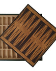 GREEN & GOLD ECOLEATHER | 3-in-1 Box | Chess, Backgammon & Checkers | 3.5cm Squares | 35cm Board | 219GV