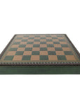 GREEN & GOLD ECOLEATHER | 3-in-1 Box | Chess, Backgammon & Checkers | 3.5cm Squares | 35cm Board | 219GV