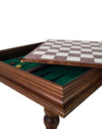 ROYAL KNIGHT | Ebony Chess Pieces | 105mm King Height | Tilia Chess Table with Backgammon | 62mm Squares