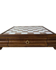 WHITE & BROWN MARBLE CHESSBOARD | Wooden Drawer & Pedestals | 46.5 x 46.5cm Unit | 46mm Squares | 419AW