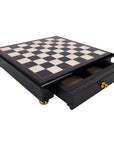 BLACK ERABLE GLOSS FINISH CHESSBOARD | Drawer & Pedestals | 35mm Squares | 333LNP