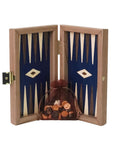 Backgammon | American Walnut | Handmade | Blue Inlay | Walnut & Oak Points | 20 x 12cm | TK04