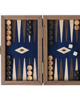 Backgammon | American Walnut | Handmade | Blue Inlay | Walnut & Oak Points | 20 x 12cm | TK04