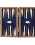 Backgammon | American Walnut | Handmade | Blue Inlay | Walnut & Oak Points | 20 x 12cm | TK04