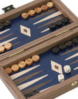 Backgammon | American Walnut | Handmade | Blue Inlay | Walnut & Oak Points | 20 x 12cm | TK04