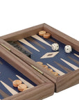 Backgammon | American Walnut | Handmade | Blue Inlay | Walnut & Oak Points | 20 x 12cm | TK04