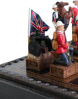 BRITISH vs ZULU | Resin Chess Pieces | 84mm King | Black & Gold Ecoleather | 3-in-1 Box with Backgammon & Checkers | 35mm Squares