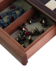 CYCLADIC ART | Solid Brass Chess Pieces | Blue & Bronze | 50mm King | Rosewood Board with Drawer| 35mm Squares
