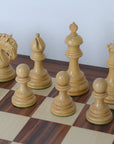EZEKIEL | Red Budrose Chess Pieces | 110mm King | Santos Palisander & Sycamore Board | 60mm Squares