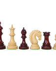 EZEKIEL | Red Bud Rose Chess Pieces | 110mm King | Tilia Chess Table with Backgammon | 62mm Squares