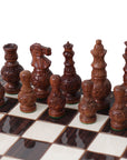MUGHAL AFTAB | Acacia Chess Pieces | 100mm King | Carved Walnut Chess Board | 37mm Squares