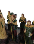 ROBIN HOOD | Resin Chess Pieces | 80mm King | Green & Gold Ecoleather | 3-in-1 Box with Backgammon & Checkers | 35mm Squares