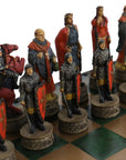 ROBIN HOOD | Resin Chess Pieces | 80mm King | Green & Gold Ecoleather | 3-in-1 Box with Backgammon & Checkers | 35mm Squares