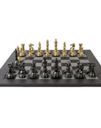 STAUNTON | Solid Brass | Black & Gold | 105mm King | Leather Board | Black & Light Grey | 55mm Squares