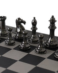 STAUNTON | Solid Brass | Black & Gold | 105mm King | Leather Board | Black & Light Grey | 55mm Squares