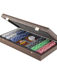 Poker Set | Dark Walnut Replica Case | 300 Chips, 2 Packs of Playing Cards | 38.5 x 21.5cm | PXL20.300U