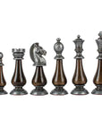 Wooden Chess Set In Box | Walnut Burl & Oak | 50cm Board | Brass & Pewter with Delicate Pearl Elements | 10cm King | SW60A50J