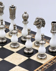 ARABESQUE Chess Set with Black & Mother of Pearl Beech Board | 50mm
