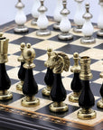 ARABESQUE Chess Set with Black & Mother of Pearl Beech Board | 50mm
