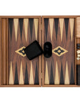 Backgammon | Wooden | Walnut Replica | 38 x 22cm | Black & Oak Points | Side Rack | BXL2KK