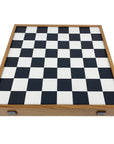 BAUHAUS STYLE | Wooden Chess Pieces | King 8.5cm | Leatherette Inlaid Chess Board | 40cm board