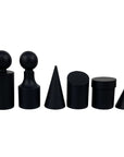 BAUHAUS STYLE | Wooden Chess Pieces | King 8.5cm | Leatherette Inlaid Chess Board | 40cm board