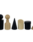 BAUHAUS STYLE | Wooden Chess Pieces | King 8.5cm | Leatherette Inlaid Chess Board | 40cm board