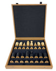 BAUHAUS STYLE | Wooden Chess Pieces | King 8.5cm | Leatherette Inlaid Chess Board | 40cm board