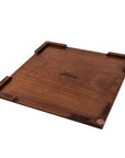 50cm Beech Chess Board handcrafted in Turkey with rosewood and mother-of-pearl inlay with 50mm squares. Angled bottom view