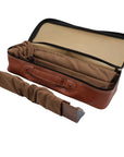 Luxury Rummikub set stored in quality faux leather carry bag with velvet tile and rack pouches