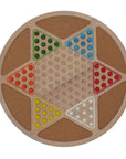 CHINESE CHECKERS | 42 cm | Solid Wood with Cork Inlays | Marbles