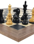 CHAMFERED BASE, ebonised | Black Poplar & Sycamore board with Walnut border (x large)