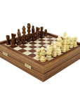 3-IN-1 COMBO GAMES | 27cm | Chess, Backgammon, Checkers | CLASSIC | Handmade Walnut Replica Wooden Case | STP28E