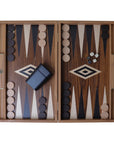 Backgammon | American Walnut Inlay | Black & Oak Points | Handmade | Side Racks | 48 x 30cm | BKK1