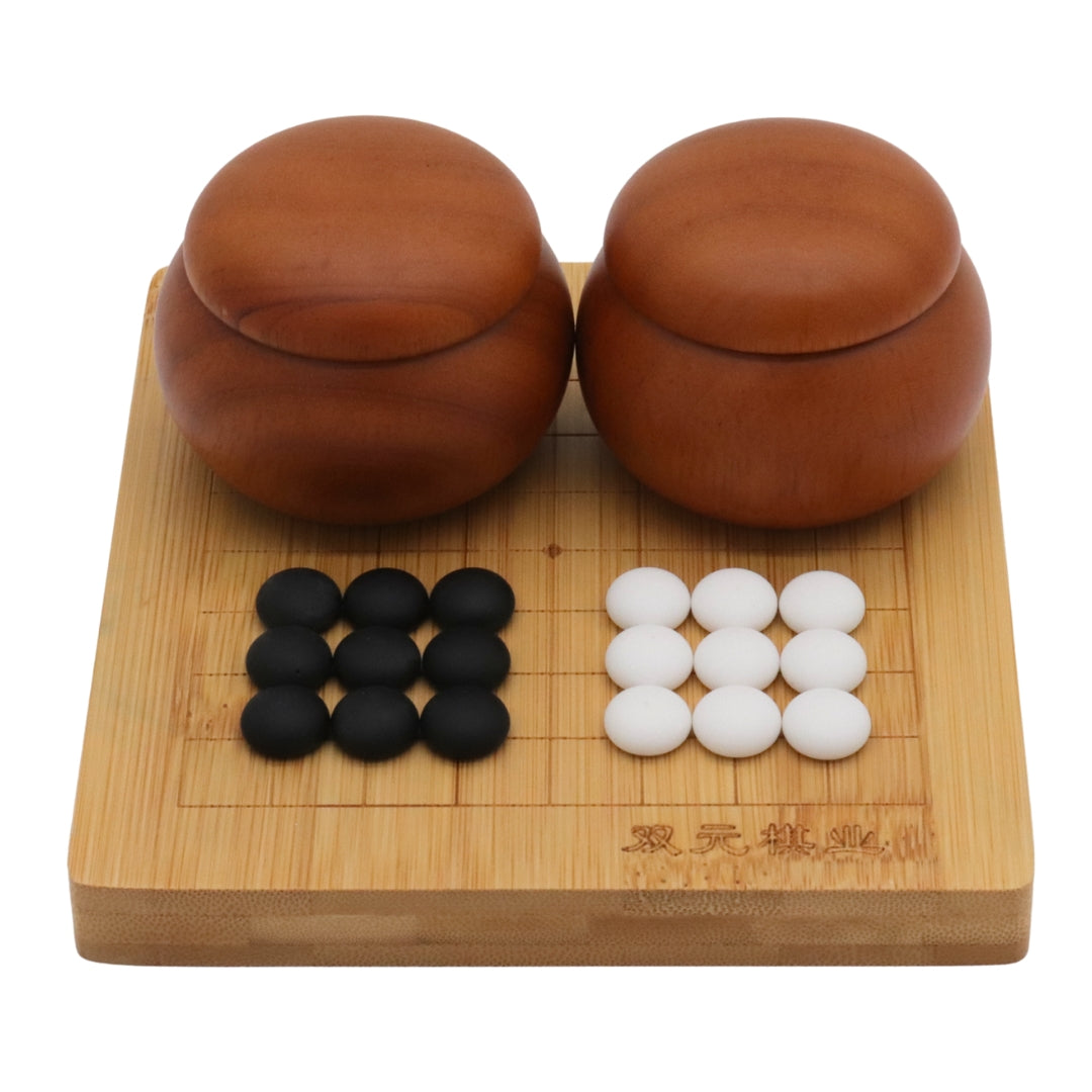 BAMBOO GO SET | Board (9x9 grid) | 2 Bowls | Ceramic Single-Convex