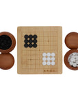 BAMBOO GO SET | Board (9x9 grid) | 2 Bowls | Ceramic Single-Convex Stones